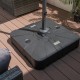 260 lbs offset patio umbrella base with wheels, featuring an X-shaped metal base for enhanced stability, ideal for.