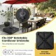 260 lbs offset patio umbrella base with wheels, designed for stability with water-filled reservoirs, suitable for.