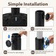 Heavy-duty round umbrella stand with adjustable knob, featuring simple installation steps for 1.5"-1.9" umbrella poles.
