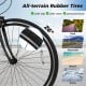 26-inch all-terrain rubber tire on a mountain bike, featuring anti-slip design for smooth rides on various surfaces.