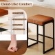 Brown faux leather upholstered bar stool with 4" thick sponge seat, sturdy metal frame, ideal for kitchen islands.