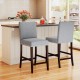 Gray counter height chairs set of 2 with padded seats and backrests, perfect for kitchen islands or bar nooks.