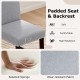 Gray padded seat and backrest chair with nailhead trim, designed for comfort and stability, ideal for counter height.