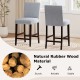 Counter height chairs set of 2 in gray with padded seats and backrests, made of sturdy rubber wood for kitchen or bar.