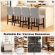 Gray padded counter height chairs set of 2 with nailhead trim, ideal for kitchen islands, cafes, or bar nooks.