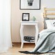 White accent sofa end side table with elegant curved legs, perfect for small item storage in any living space.