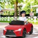 Red Lexus LC500 licensed kids' electric vehicle with remote control, featuring a smiling child driving on a fun track.