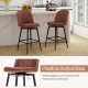 27-inch brown swivel bar stool with padded seat and black metal legs, ideal for kitchen islands and cafes.