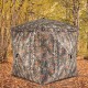 270° see-through hunting blind tent in camouflage, featuring silent magnetic door and spacious interior for 2-3 hunters.