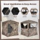 270° see-through hunting blind tent with magnetic door, featuring 4 windows for ventilation and easy access in the.