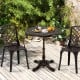 Round 27-inch cast aluminum patio bistro table with hollow top, perfect for dining and relaxing outdoors.