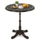 27-inch round cast aluminum patio bistro table with hollow top, showcasing carved feet and vintage styling for outdoor.