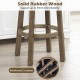 Solid rubber wood legs of the 27-inch swivel bar stool with reinforced crossbars for stability and support.