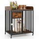 Rustic brown 27.5-inch dog crate furniture with wheels, featuring a lockable door and spacious tabletop for supplies.