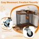 Rustic brown 27.5-inch dog crate furniture with wheels, featuring lockable wheels for secure placement and easy.