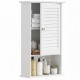 Wall hanging bathroom storage cabinet in white with adjustable shelves and shutter door for organized space-saving storage.