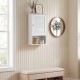Wall-mounted 27.5-inch bathroom storage cabinet in white with adjustable shelves for organized and stylish storage.