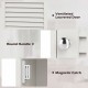 Ventilated louvered door and round handle detail of the 27.5-inch wall hanging bathroom storage cabinet for organized spaces.