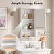 Wall hanging bathroom storage cabinet with adjustable shelves, elegant white finish, perfect for organizing small spaces.