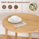 Round bamboo dining table with natural finish, designed for 2-4 people, featuring smooth corners and non-slip foot pads.