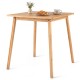 Square bamboo dining table for 2-4 people with a natural finish, perfect for compact spaces and versatile use.