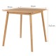 Square bamboo dining table measuring 70 cm, suitable for 2-4 people, featuring a sturdy frame and smooth curved corners.