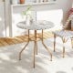 Round 27.5 inch outdoor bistro table with a heavy-duty metal frame and adjustable foot pads, perfect for patio use.