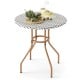 27.5-inch outdoor bistro table with a durable metal frame and PE rattan top, perfect for patio or garden use.