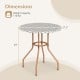 27.5-inch outdoor bistro table with a durable metal frame, featuring adjustable foot pads for stability and retro style.