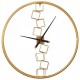 Large 27-inch yellow wall clock with a robust metal frame and creative Nordic design, ideal for living room or kitchen.