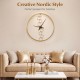 Large 27-inch yellow wall clock with a robust metal frame, featuring a creative Nordic style for living room decor.