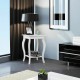 White accent sofa end side table with elegant curved legs, perfect for small item storage in modern living spaces.