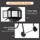 28-inch portable fire pit with two smooth wheels and a 2-door gate for easy access and cleaning, perfect for outdoor.