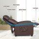 Recliner sofa wingback chair in brown with adjustable angles, massage function, and side pocket for remote control.