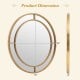 28-inch gold round wall mirror with beaded frame, showcasing dimensions for living room or entryway decor.