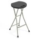 Portable folding stool with a 28-inch height, sturdy steel frame, and weather-resistant HDPE material for outdoor use.
