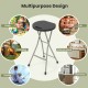 28-inch portable folding stool with sturdy steel frame, ideal for camping, picnics, and kitchen use.
