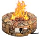 28-inch propane gas fire pit with stone-brown finish, 40,000 BTU, featuring decorative lava rocks for outdoor.