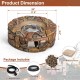 28-inch propane gas fire pit with stone-brown finish, 40,000 BTU output, ideal for outdoor gatherings and storage.