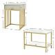 Modern nesting coffee table set with drawer and faux marble top, ideal for living room or bedroom storage.