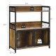 2-tier baker's rack in rustic brown with metal frame, featuring open shelves and enclosed cabinets for kitchen storage.
