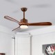 52-inch ceiling fan in brown with a contemporary design, featuring a central LED light and three sleek blades for.