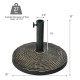 Patio market umbrella base stand with rattan design, 27 lbs, for 1.5" and 1.9" umbrella poles, ideal for outdoor use.