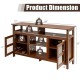 58" brown TV stand with 2 cabinets and 4 open shelves, made of engineered wood for stability, ideal for living room use.