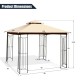 L-shaped 10x10 feet patio gazebo in beige with double roof design, steel structure, ideal for outdoor events.