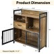 Buffet server sideboard in rustic brown with steel doors, featuring a drawer and multiple storage compartments for.