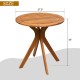Round solid wood coffee side bistro table with X-shaped legs, 27.5 inches wide, ideal for outdoor and indoor use.