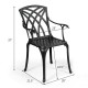 Durable aluminum dining chair with ergonomic armrests and hollow out design, ideal for outdoor balcony or garden use.