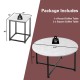 Round and square coffee tables from a 3-piece modern faux marble set, featuring a sturdy X-shaped steel base for.
