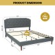 Full-size upholstered bed frame with adjustable diamond button headboard, supporting up to 660 lbs for stylish bedroom.